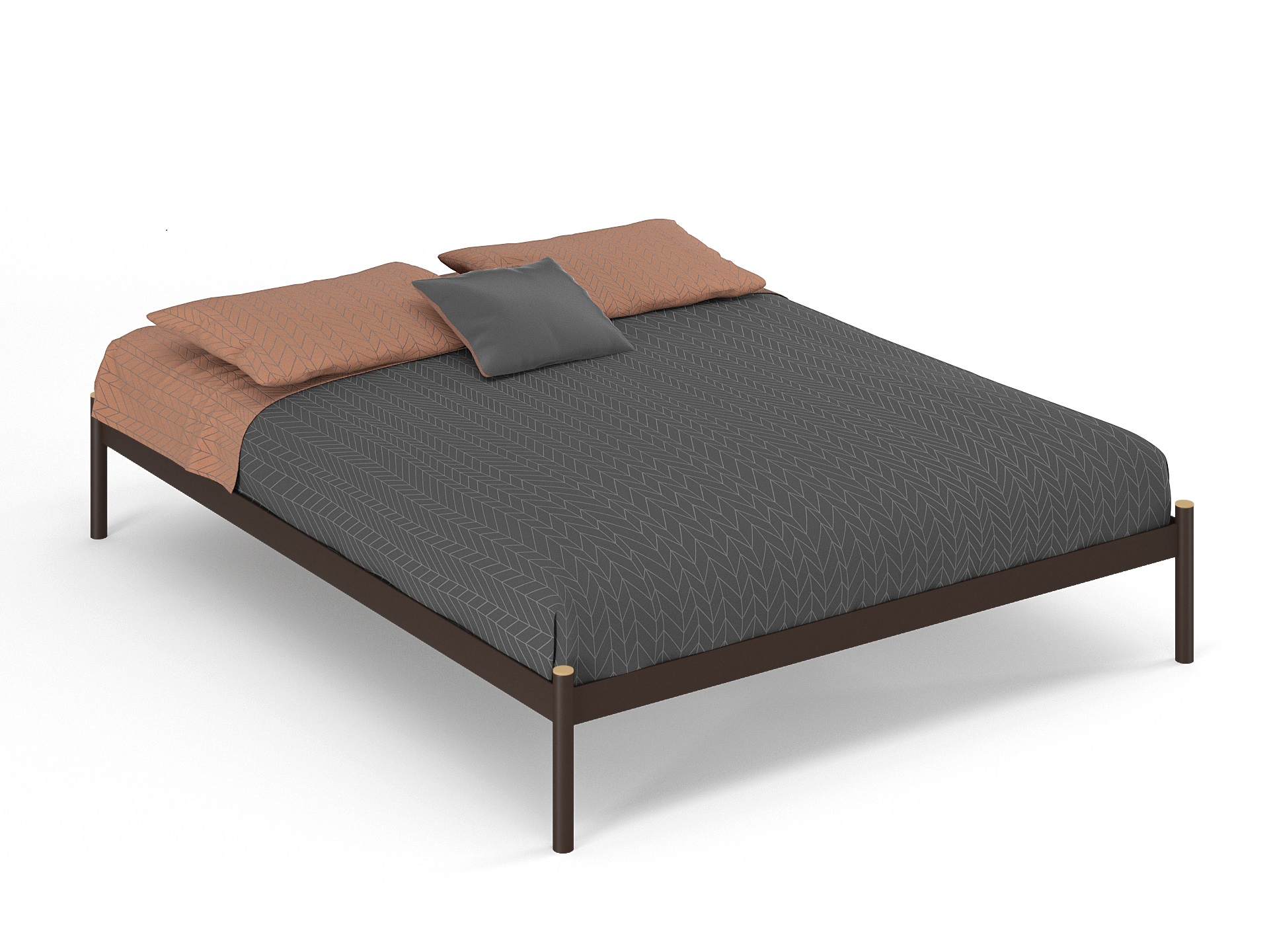 Двуспальная металлическая кровать "Флако" Коричневый [Стиллмет] 160*200 Металлическое основание