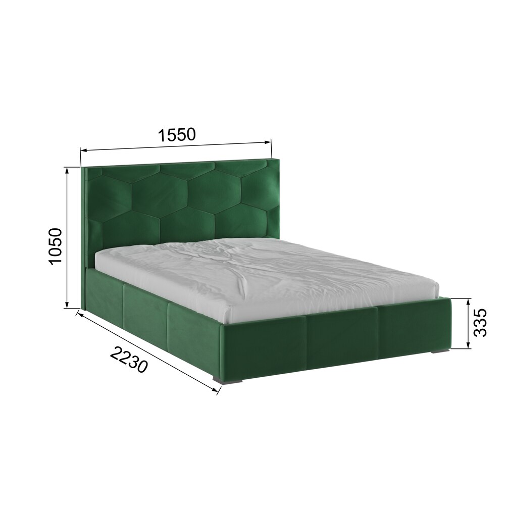Двуспальная кровать Манука с ортопедическим основанием 140*200 140x200 Изумрудный(Domani)