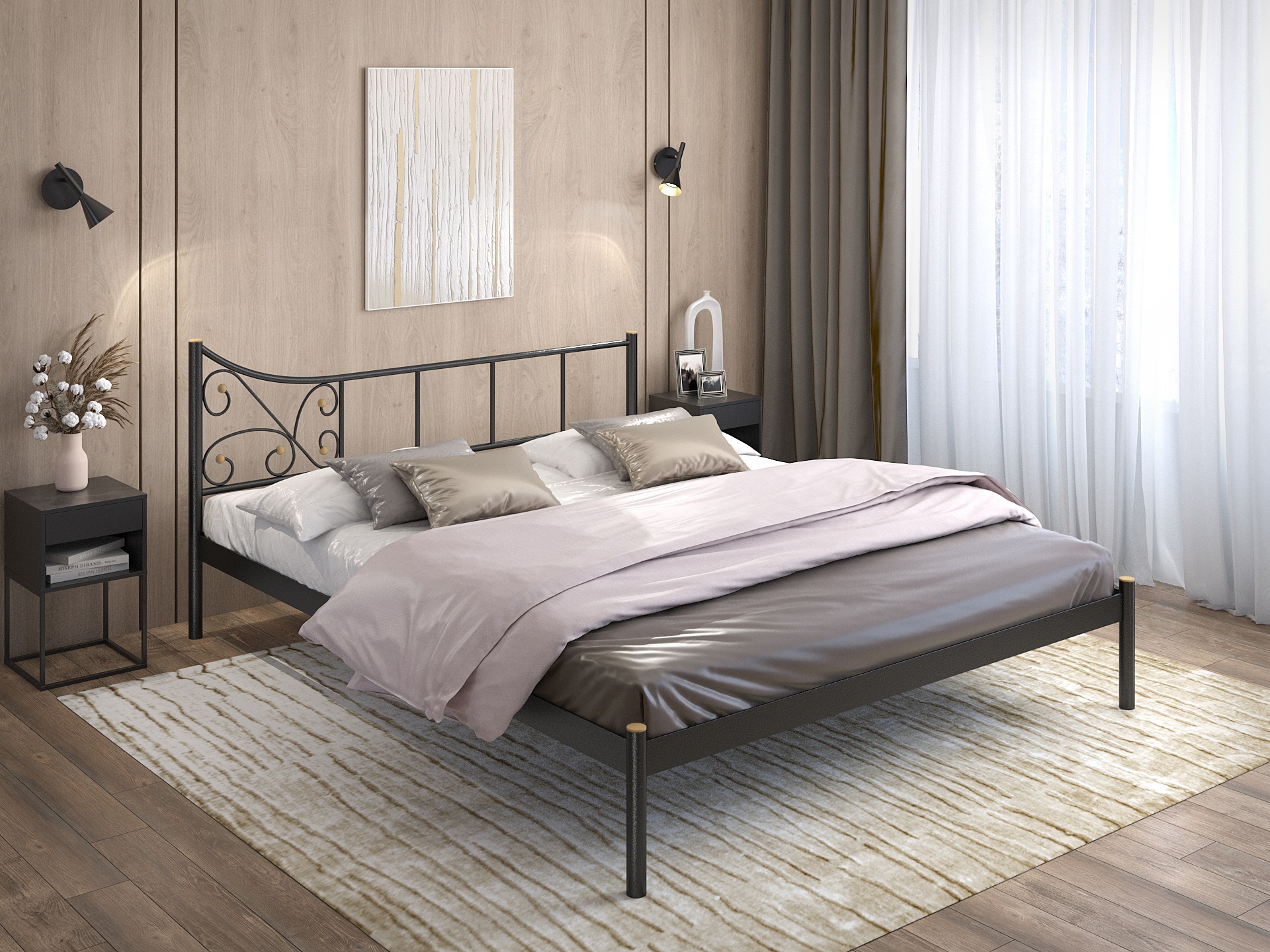 Двуспальная металлическая кровать "Лилия"