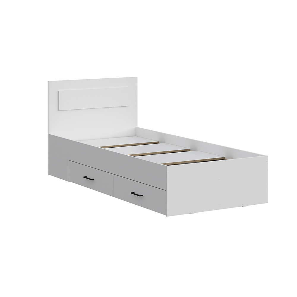 Односпальная кровать с ящиками Бали Белый шагрень