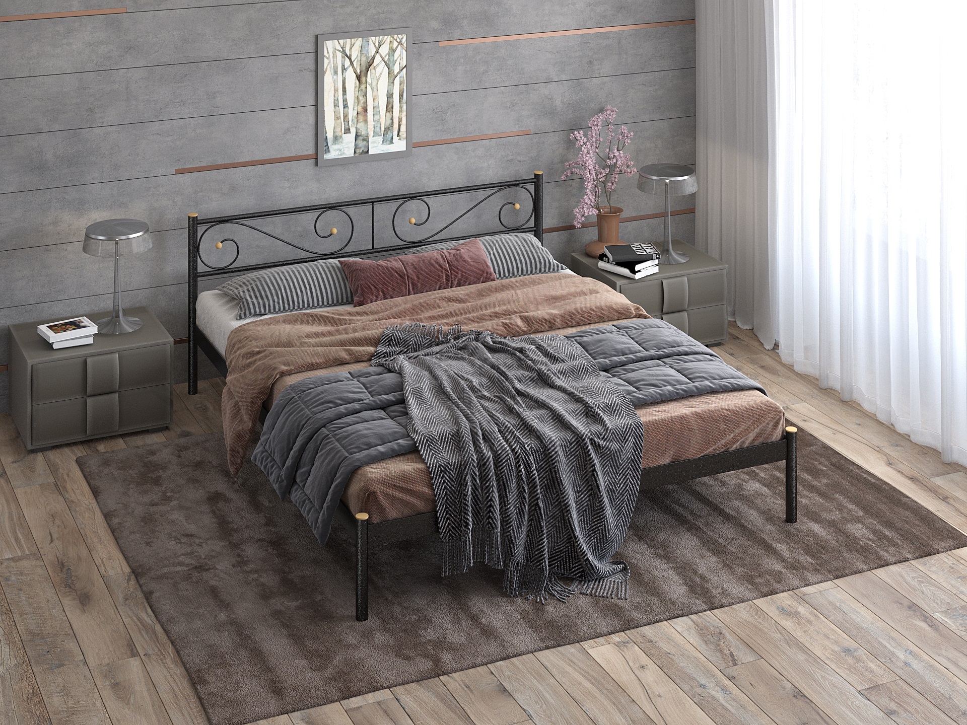 Двуспальная металлическая кровать "Далос"