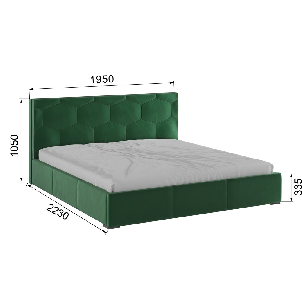 Двуспальная кровать Манука с ортопедическим основанием 180*200 180x200 Изумрудный(Domani)
