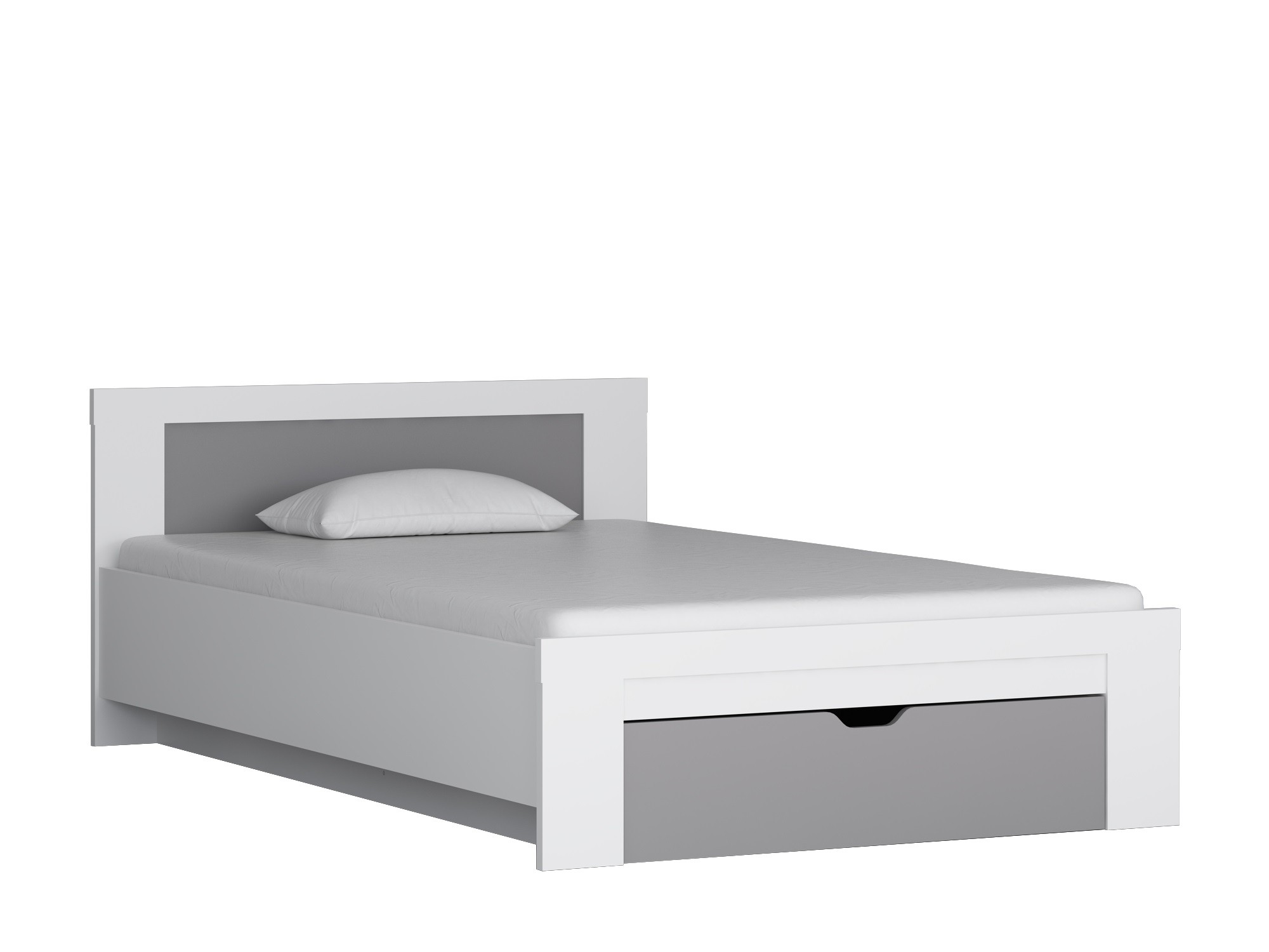 Полутороспальная кровать ДЕЛЬТА Next 19.03 с ящиком 120x200 Белый Графит