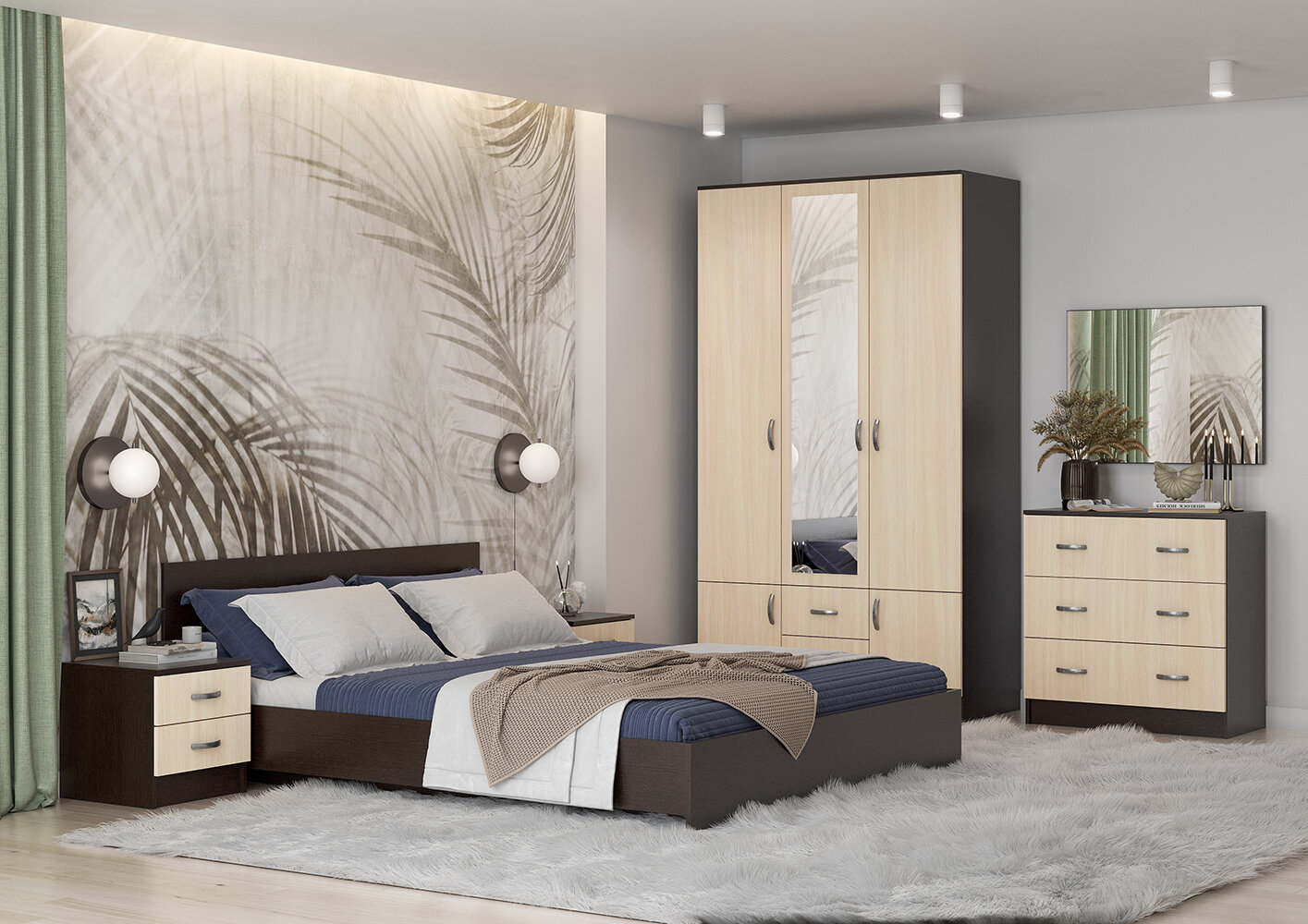 Двуспальная кровать Ронда КР-160 венге с основанием ДСП 