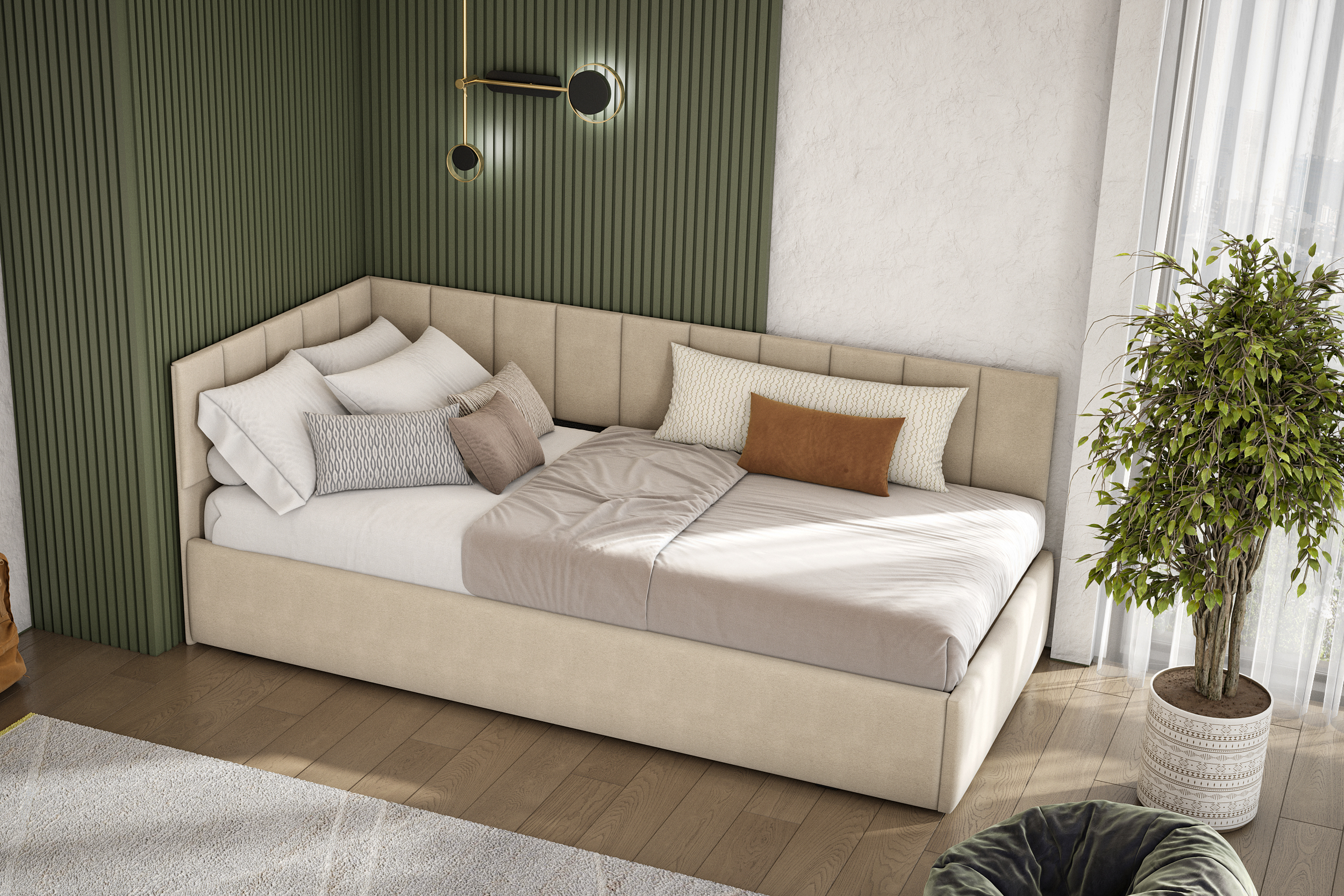 Односпальная кровать КР 3 Бежевая