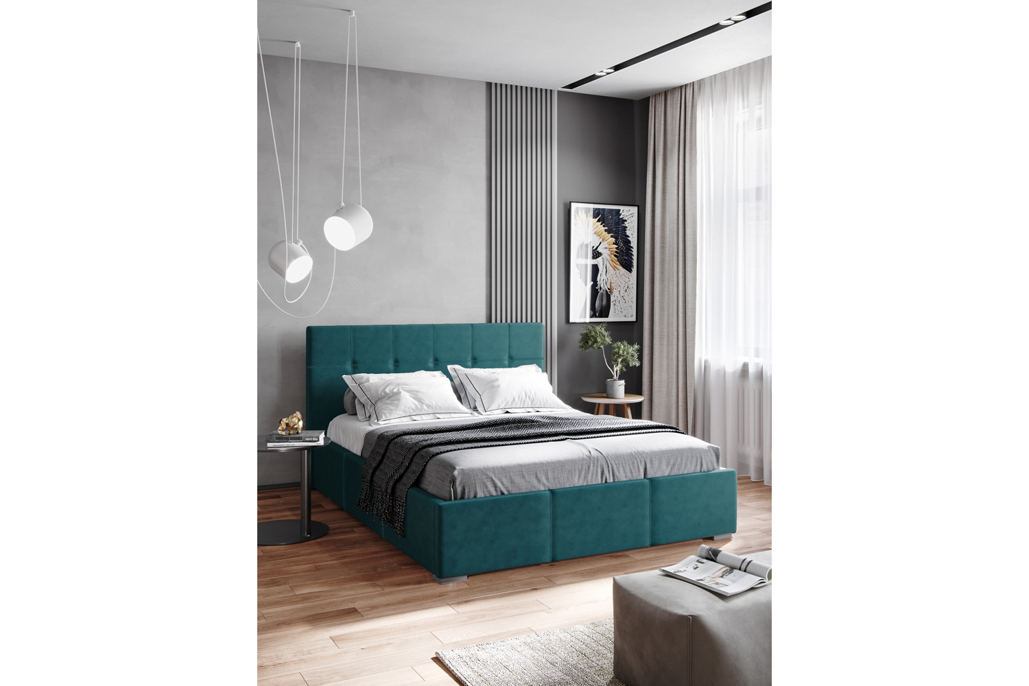 Двуспальная кровать Рио с ортопедическим основанием 180х200 180x200 Бирюзовый(Domani)