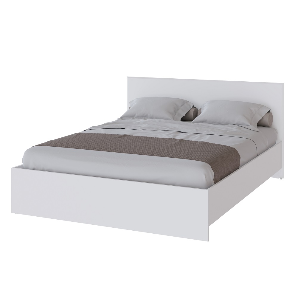 Двуспальная кровать Плейона белая с настилом ДСП