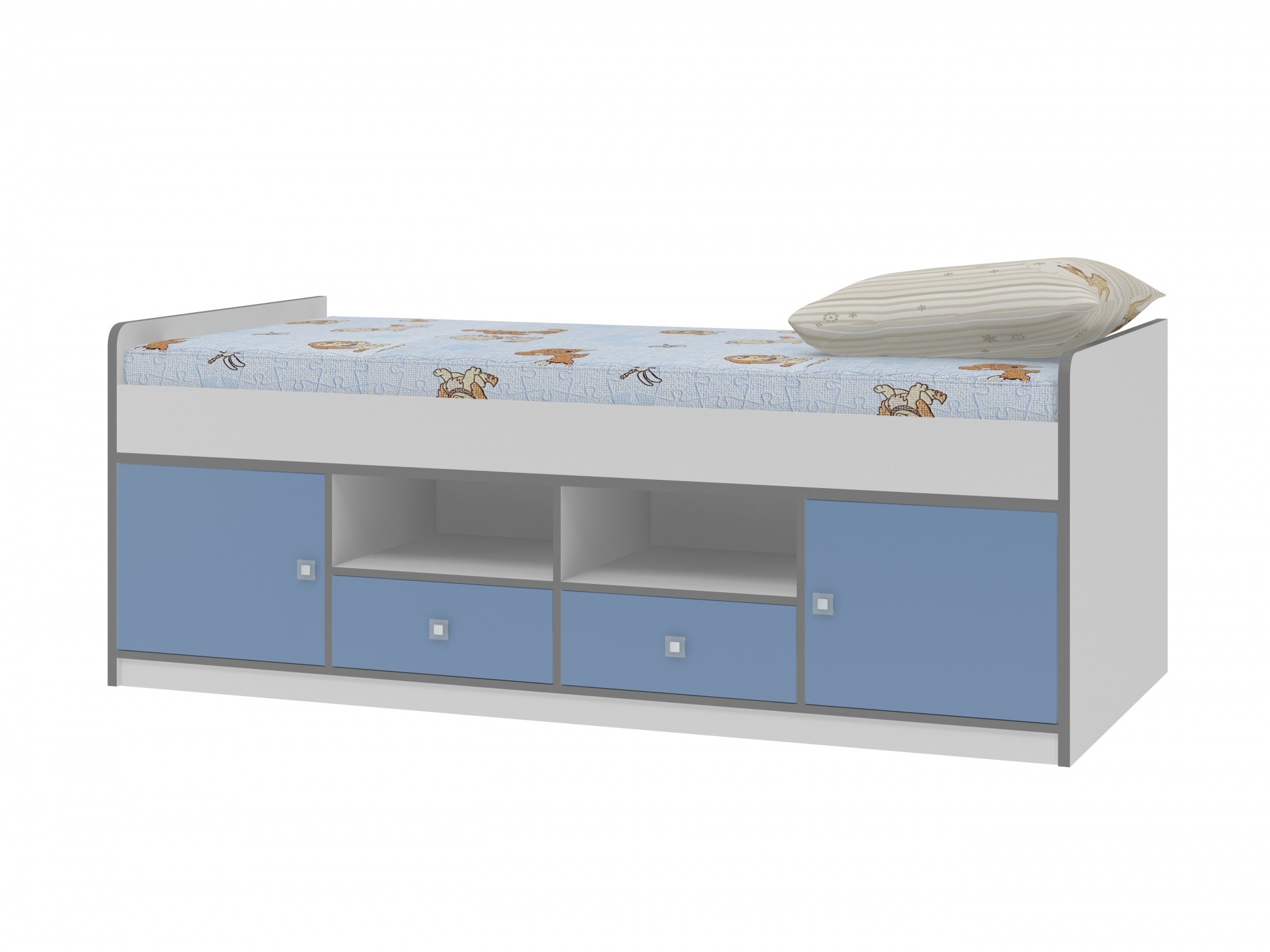 Детская кровать Дельта Сильвер 19.01  Белый Голубой