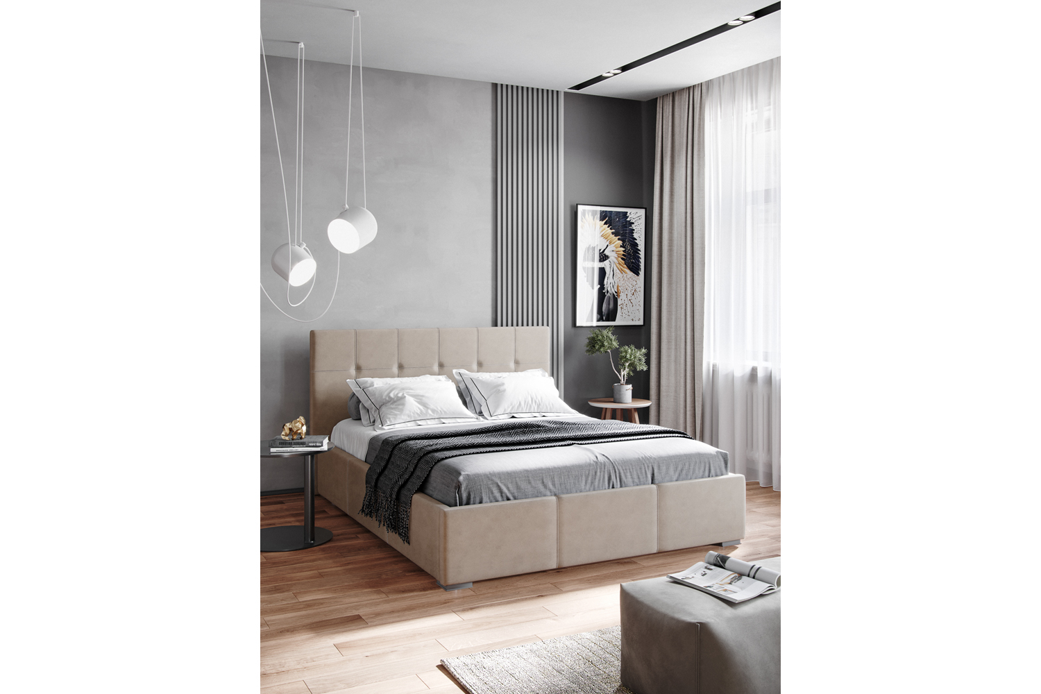 Двуспальная кровать Рио с ортопедическим основанием 180х200 180x200 Бежевый(Domani)