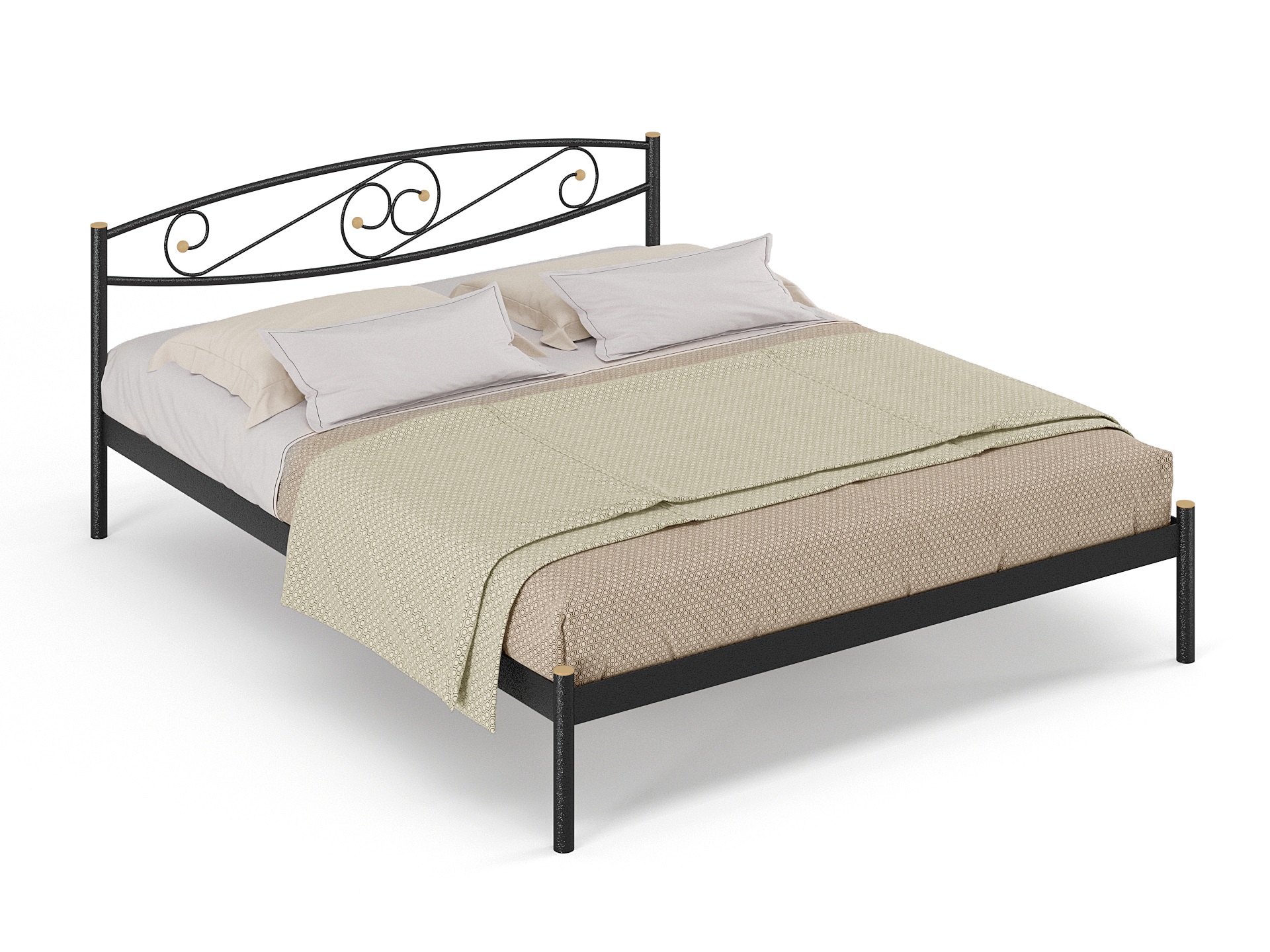 Двуспальная металлическая кровать "Волна"