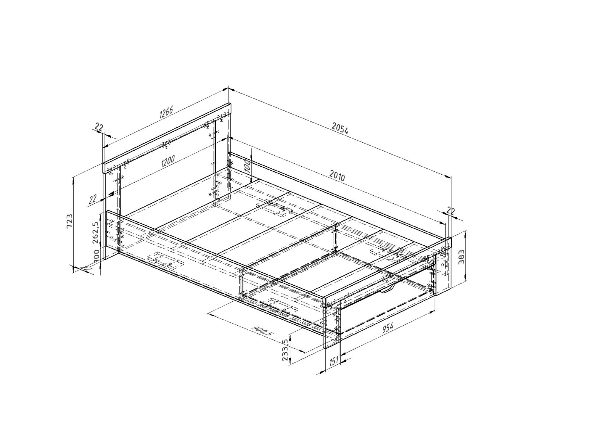 Полутороспальная кровать ДЕЛЬТА Next 19.03 с ящиком
