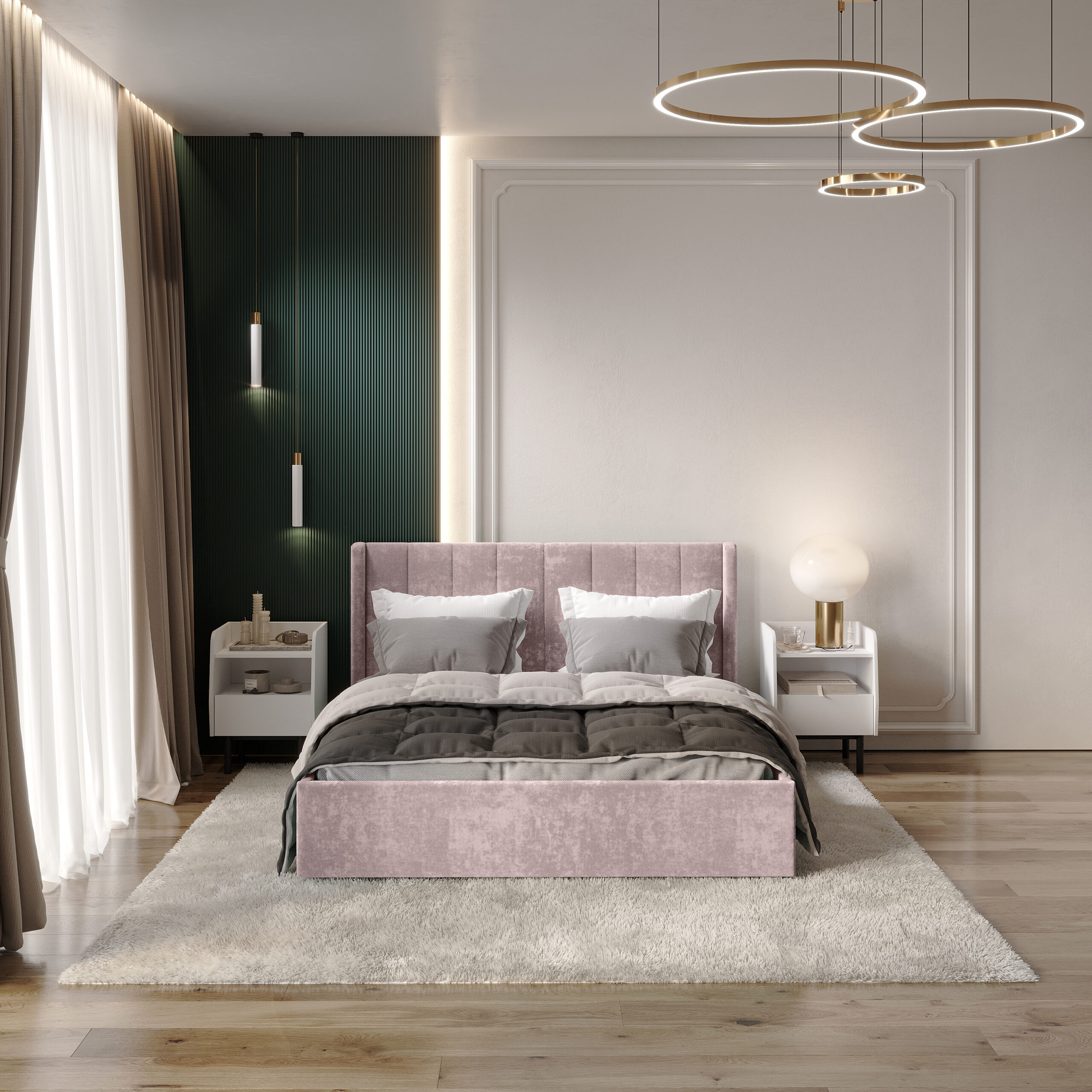 Двуспальная кровать Версаль КР-13 шарли пинк с подъемным механизмом