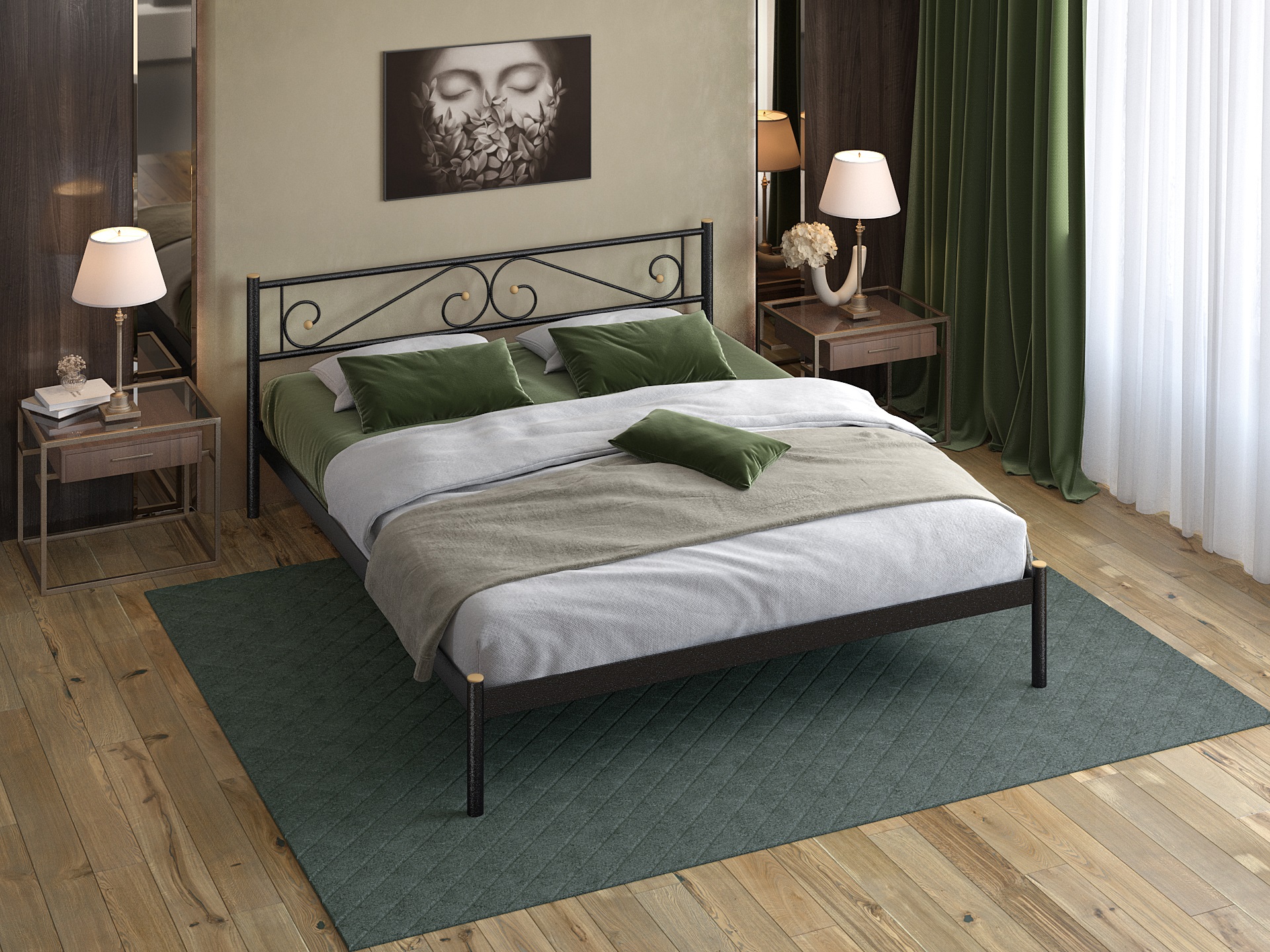 Двуспальная металлическая кровать "Шарм"