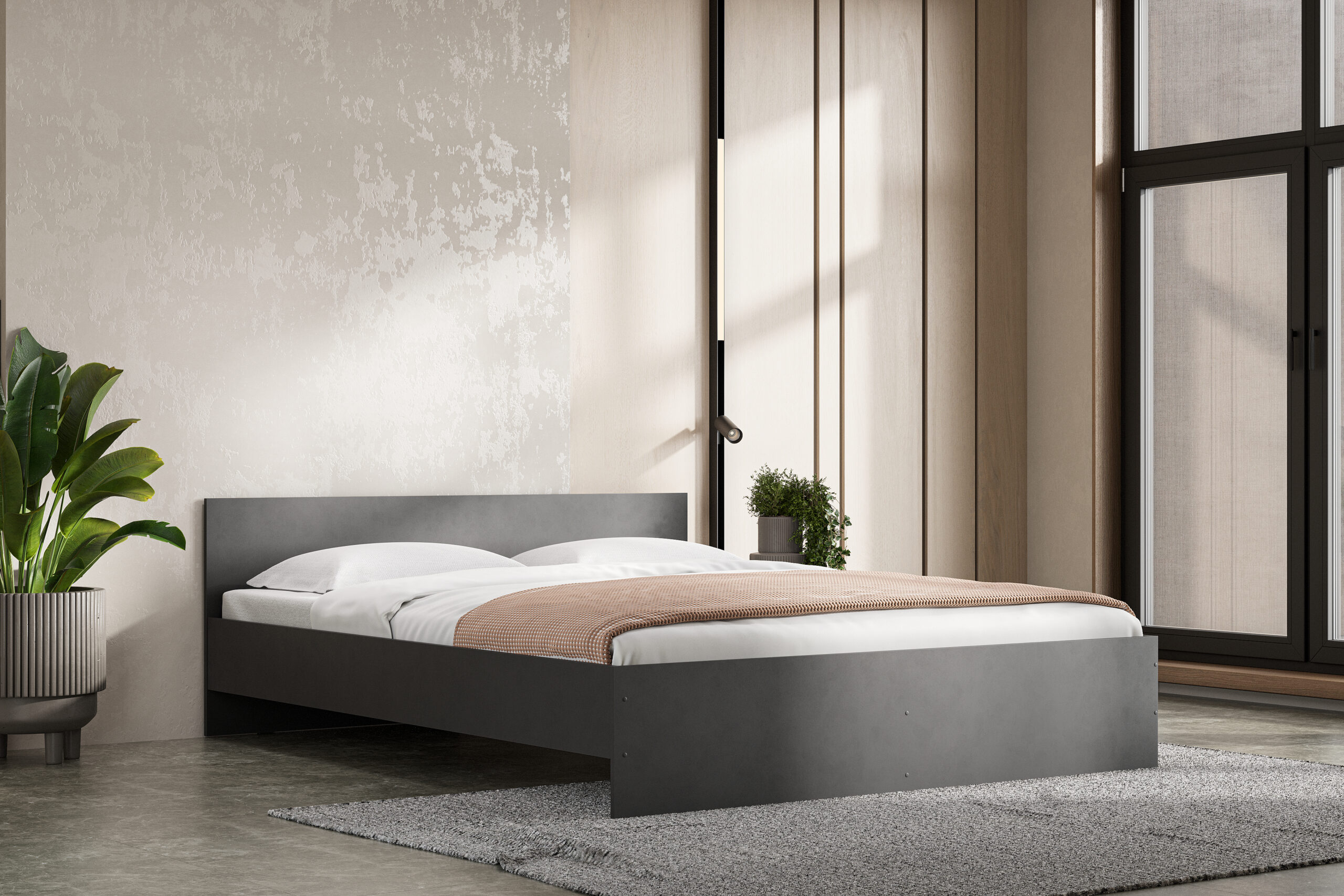 Двуспальная кровать с проложками Денвер графит