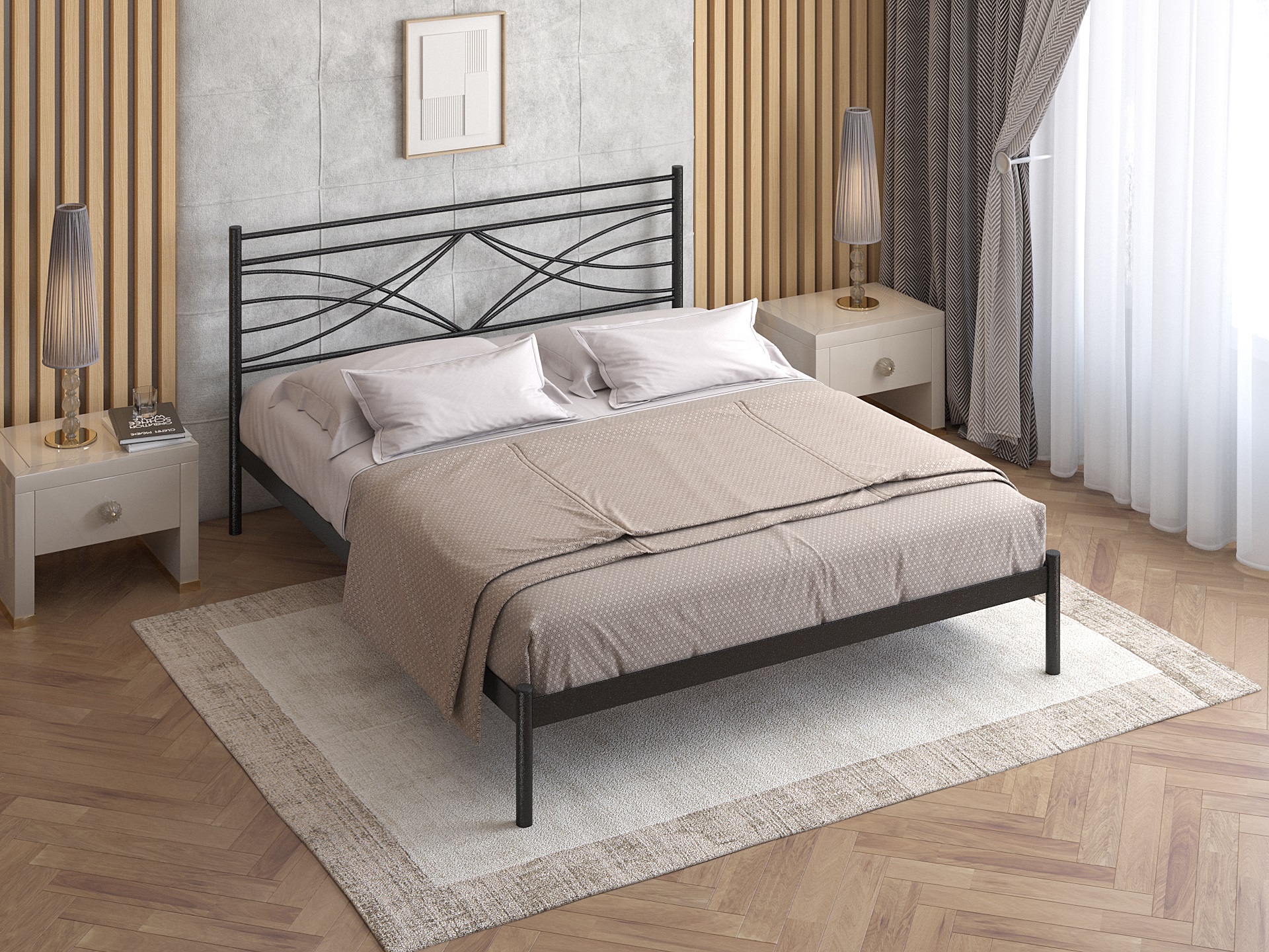 Двуспальная металлическая кровать "Мираж"