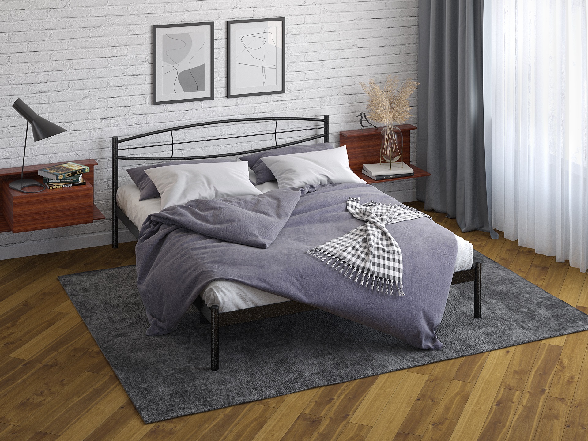 Двуспальная металлическая кровать "Аура"