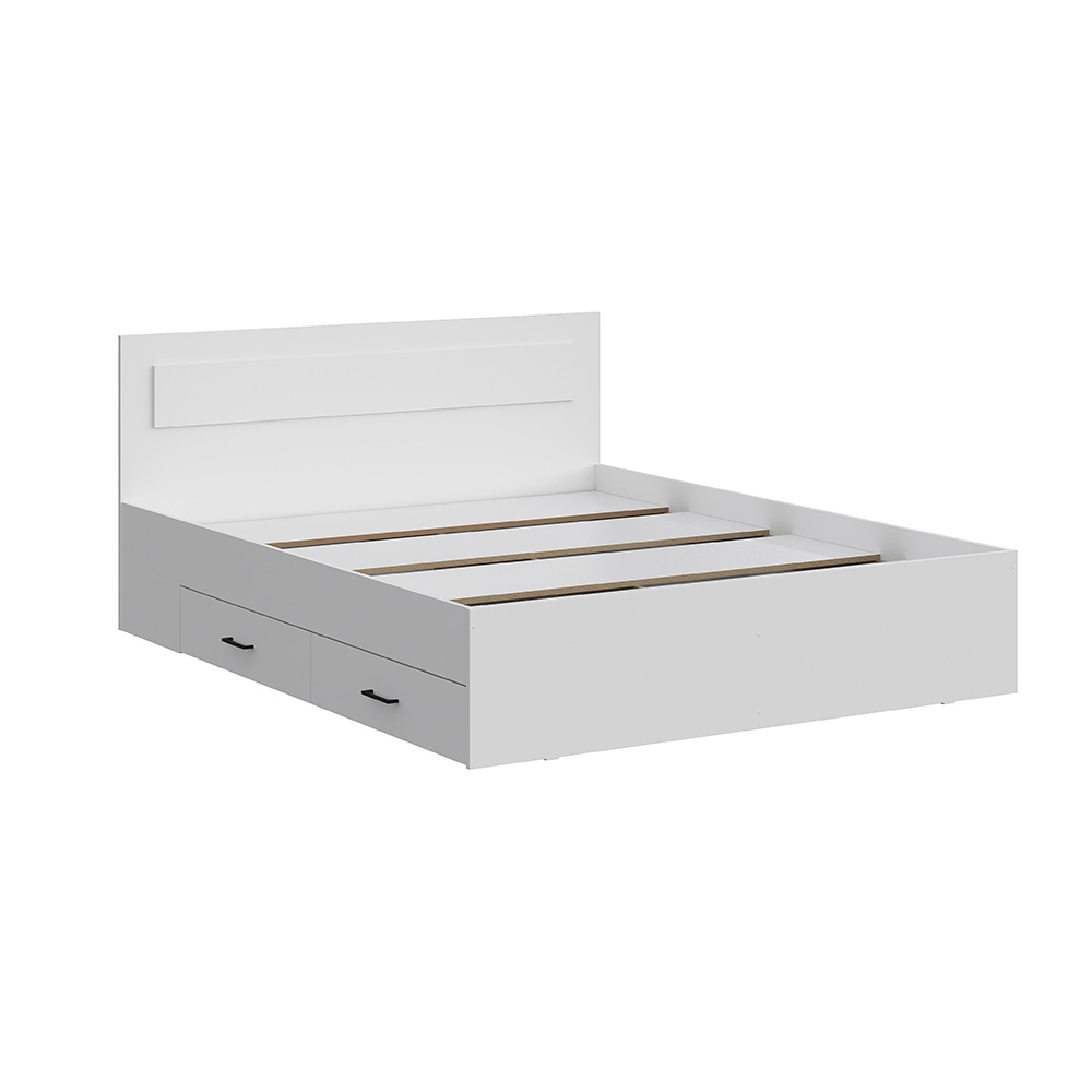 Двуспальная кровать двойная с ящиками Бали, Белый шагрень