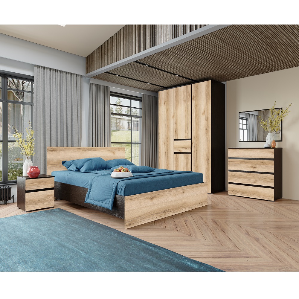 Двуспальная кровать Плейона венге с настилом ДСП