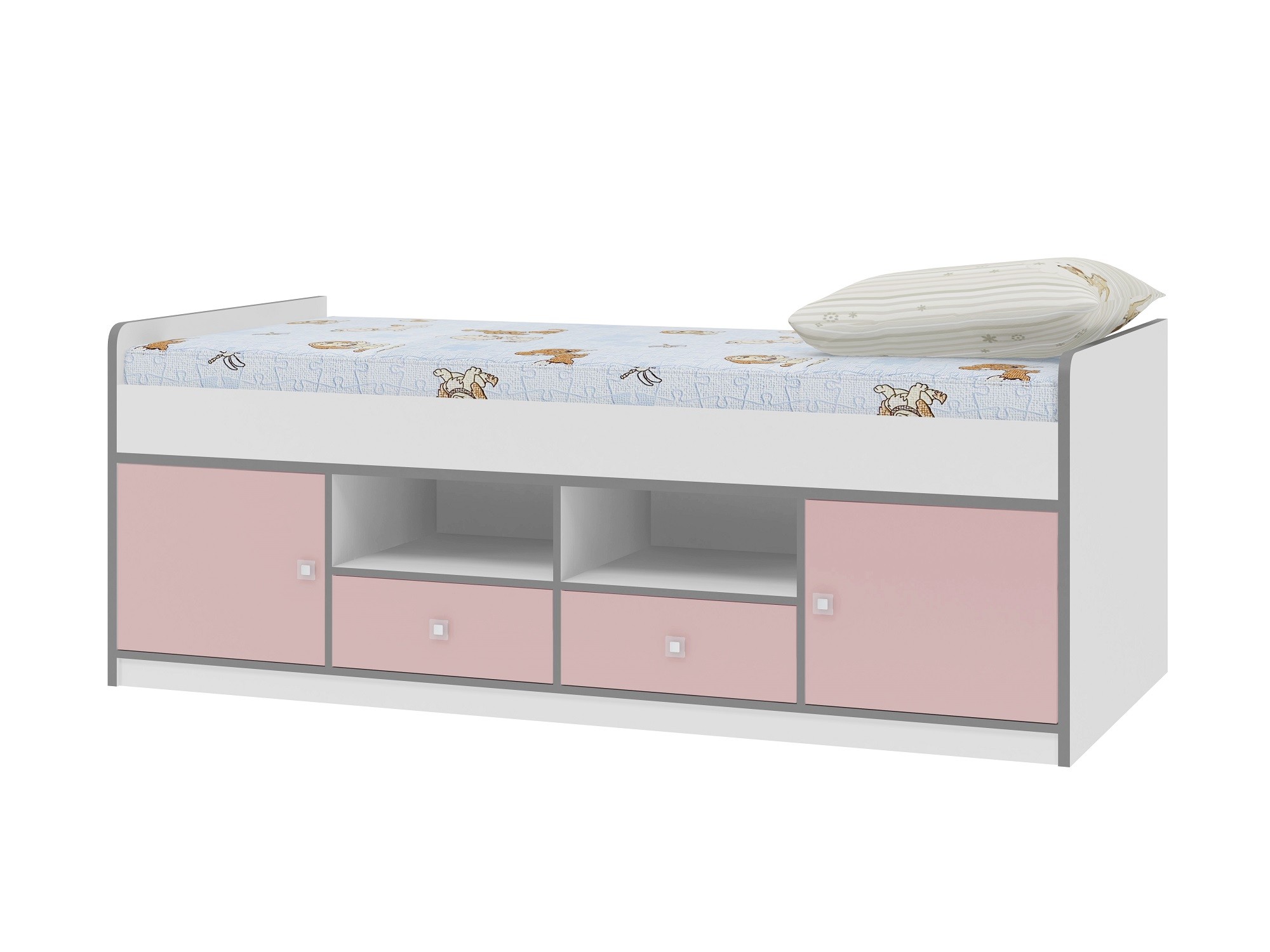 Детская кровать Дельта Сильвер 19.01  Белый Розовый