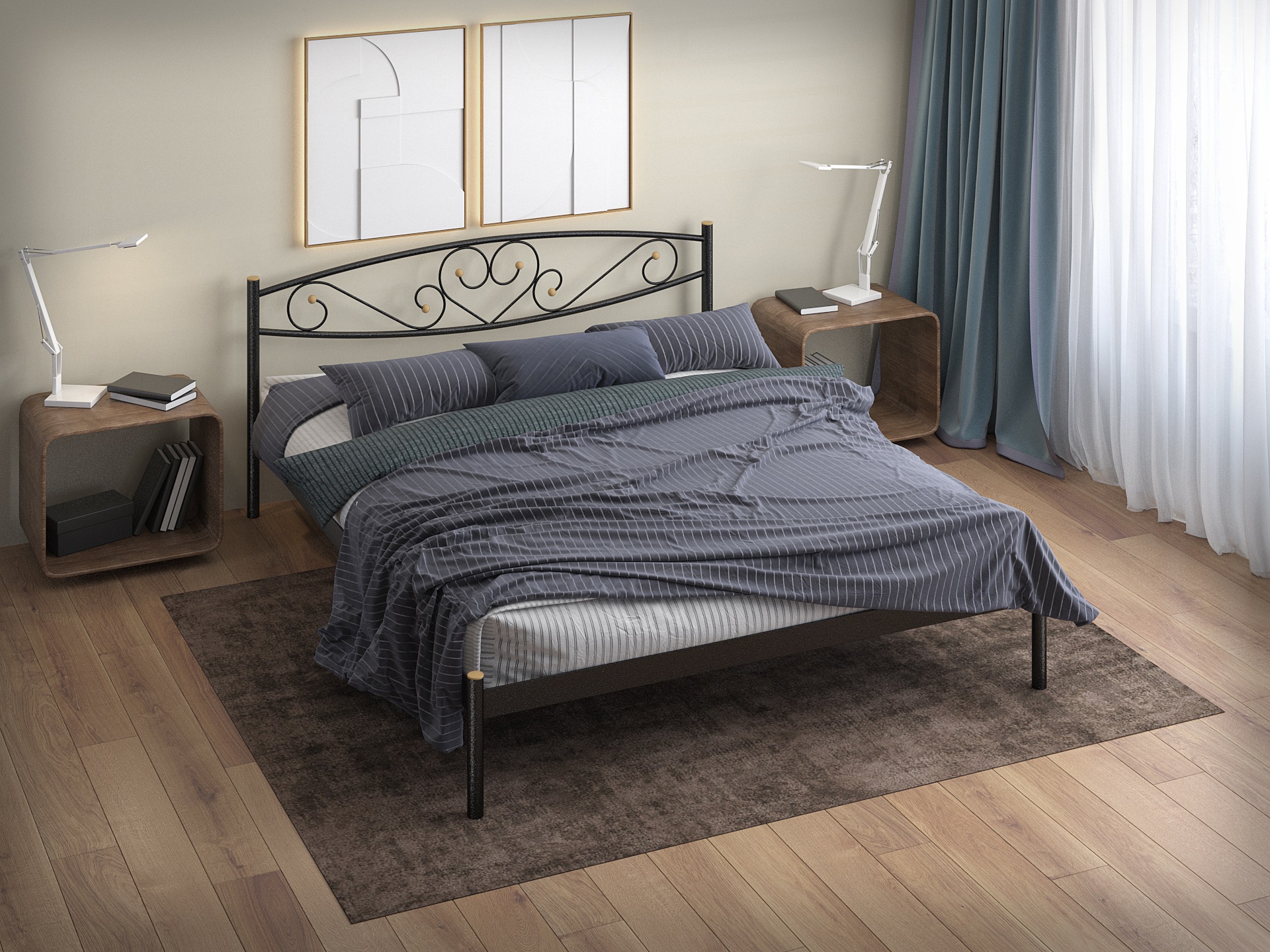 Двуспальная металлическая кровать "Мемори"