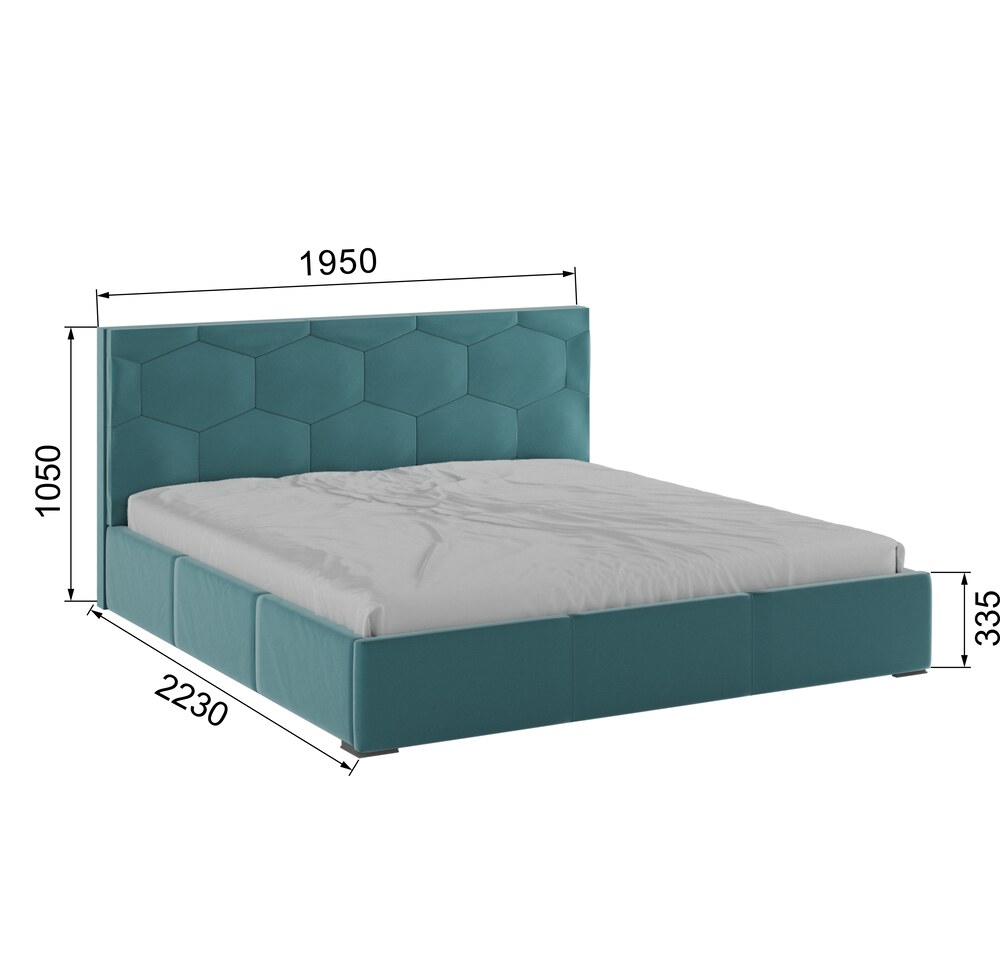 Двуспальная кровать Манука с ортопедическим основанием 180*200 180x200 Бирюзовый(Domani)