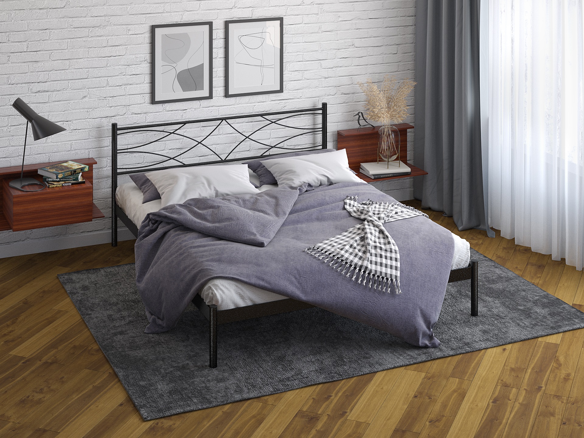 Двуспальная металлическая кровать "Экзотика"