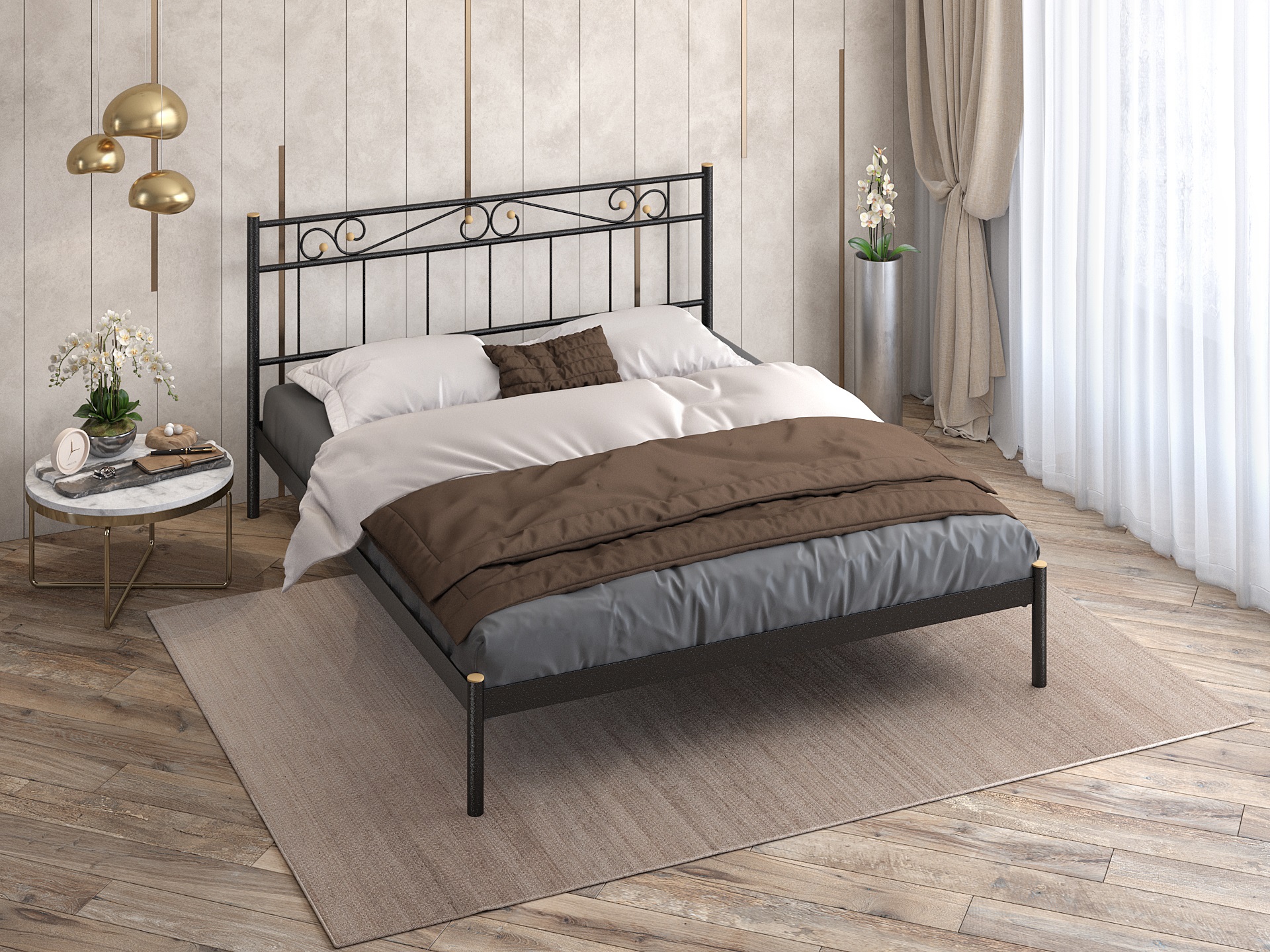 Двуспальная металлическая кровать "Эсмеральда"