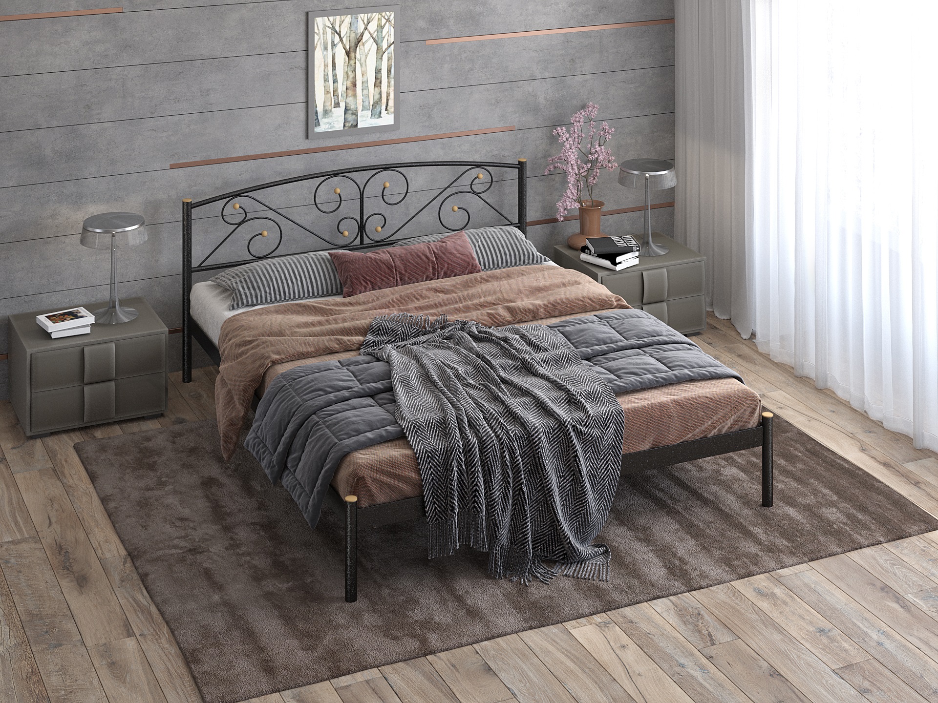 Двуспальная металлическая кровать "Эвелин"