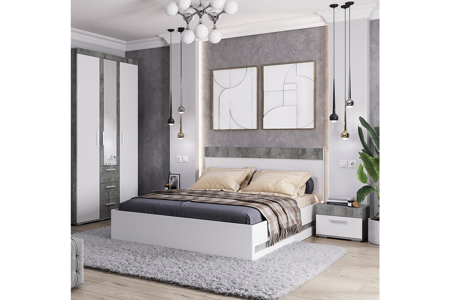 Двуспальная кровать с реечным настилом Инстайл КР-04