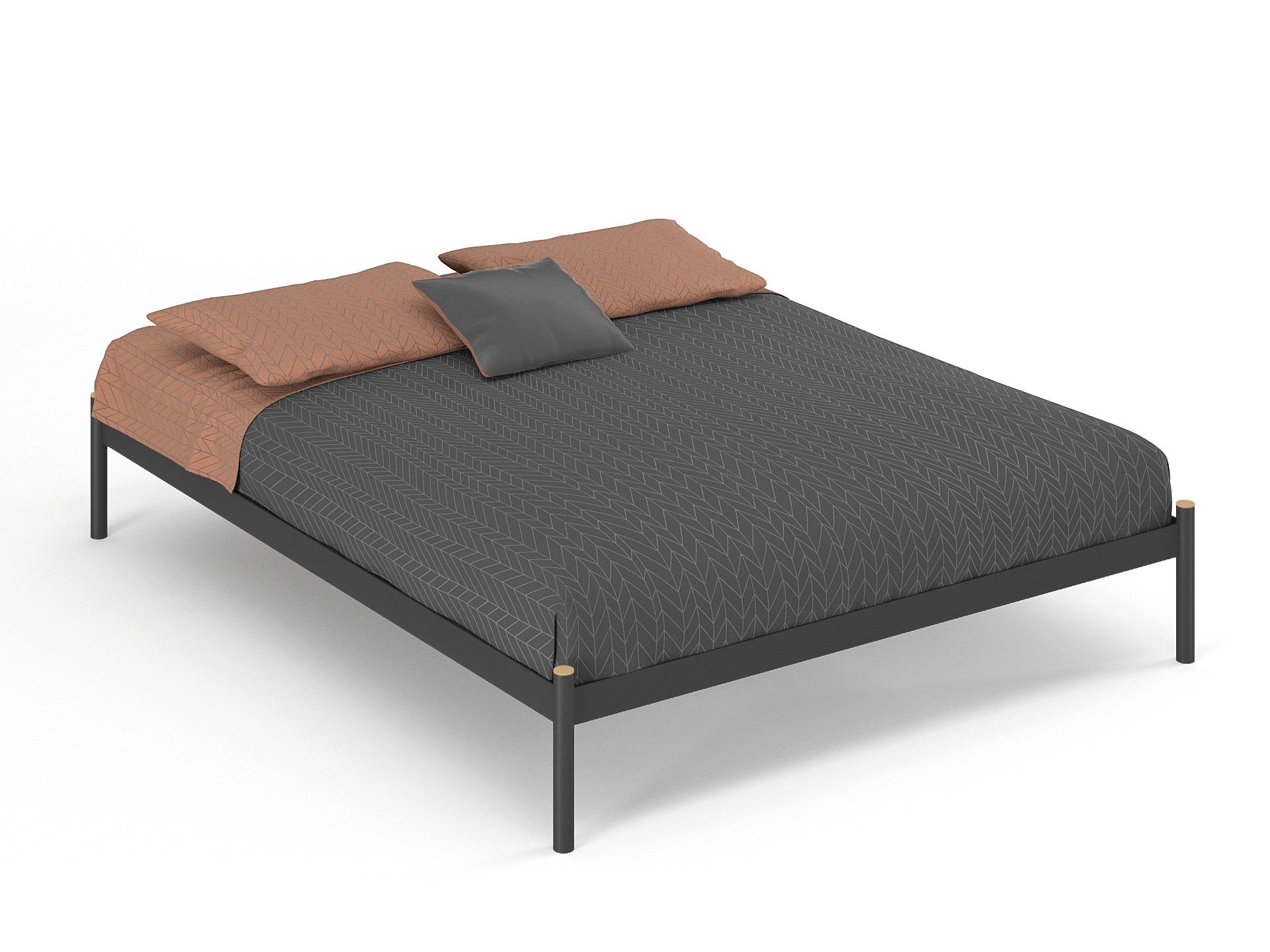 Двуспальная металлическая кровать "Флако" Серый Матовый [Стиллмет] 160*200 Металлическое основание