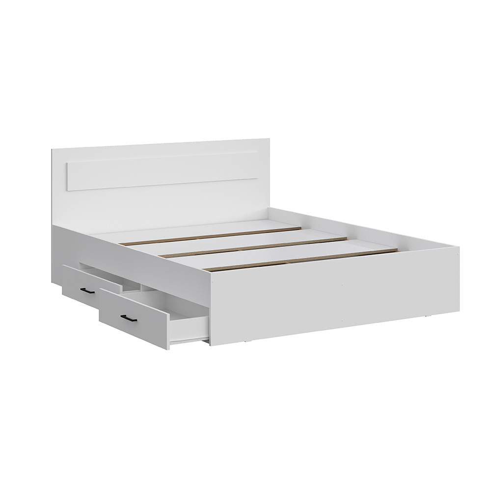 Двуспальная кровать двойная с ящиками Бали, Белый шагрень