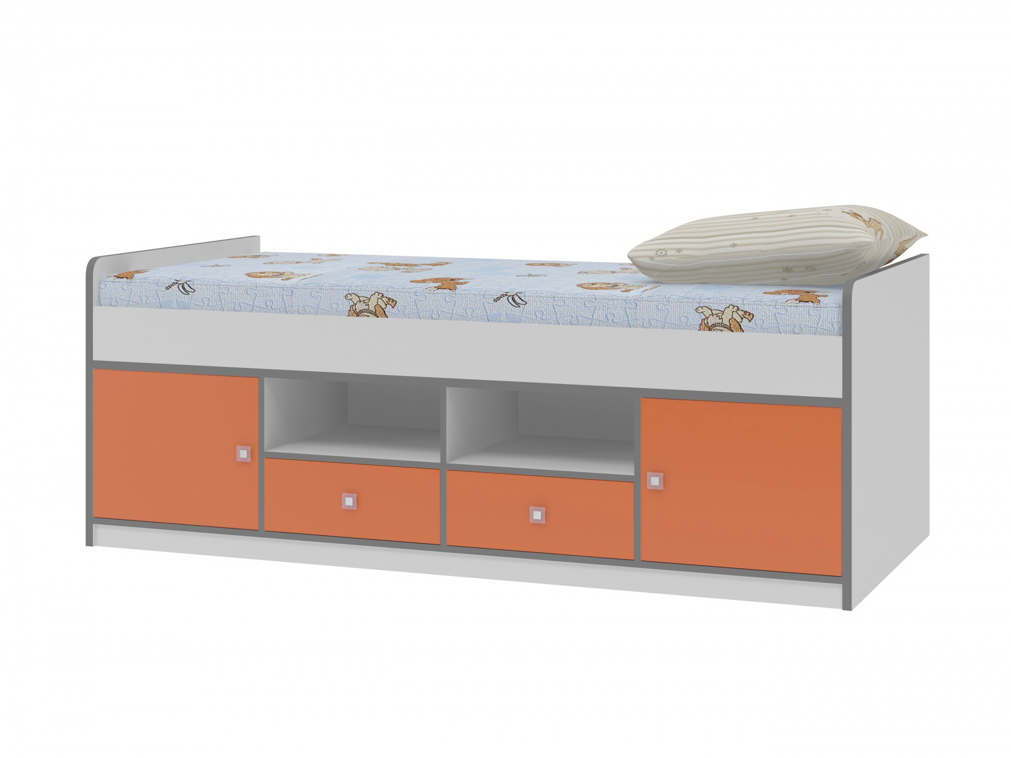 Детская кровать Дельта Сильвер 19.01  Белый Оранжевый