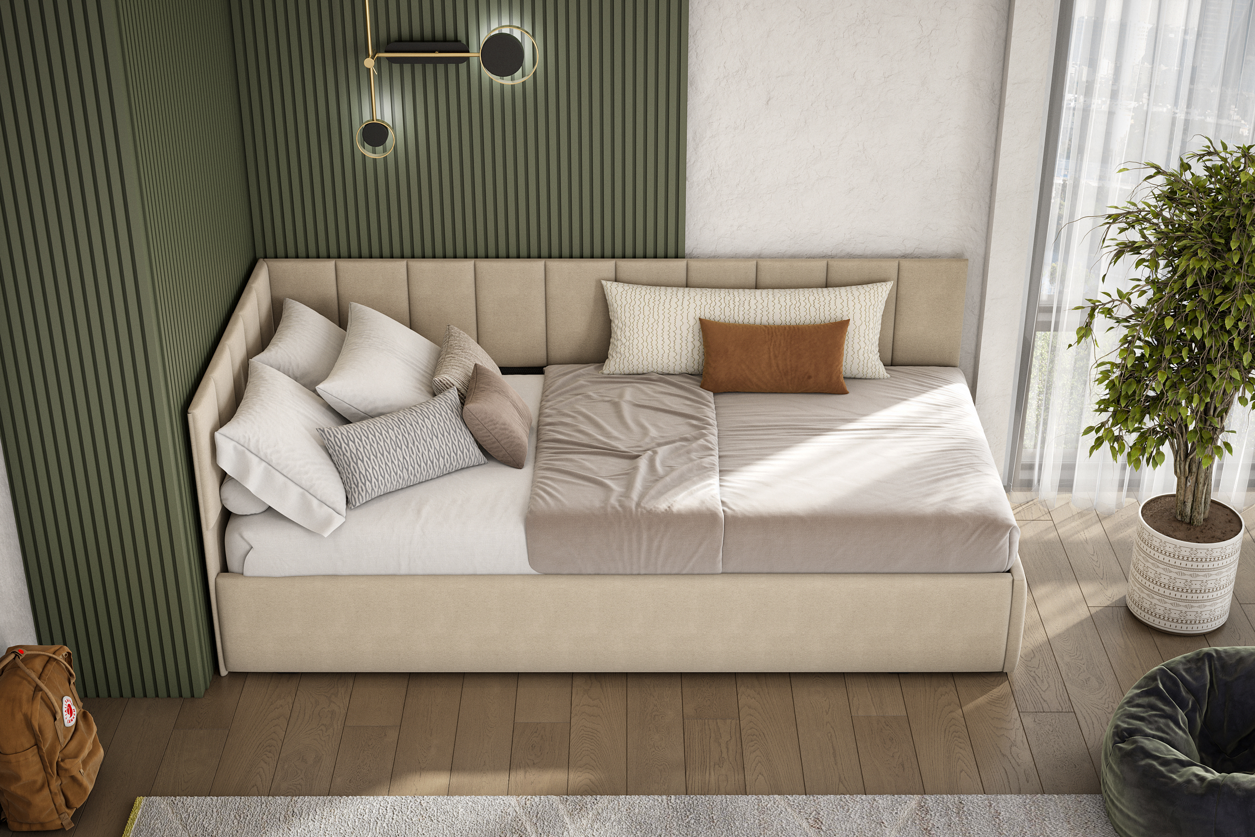 Односпальная кровать КР 3 Бежевая