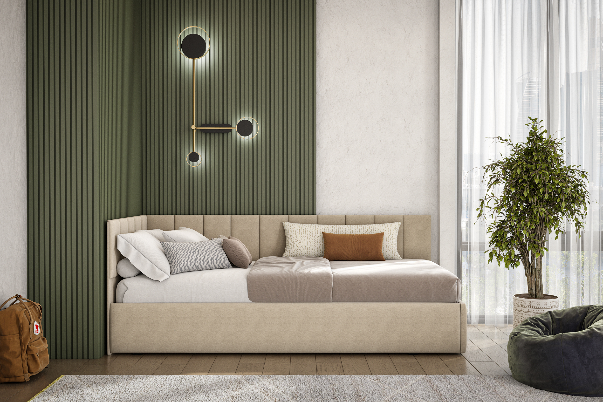 Односпальная кровать КР 3 Бежевая