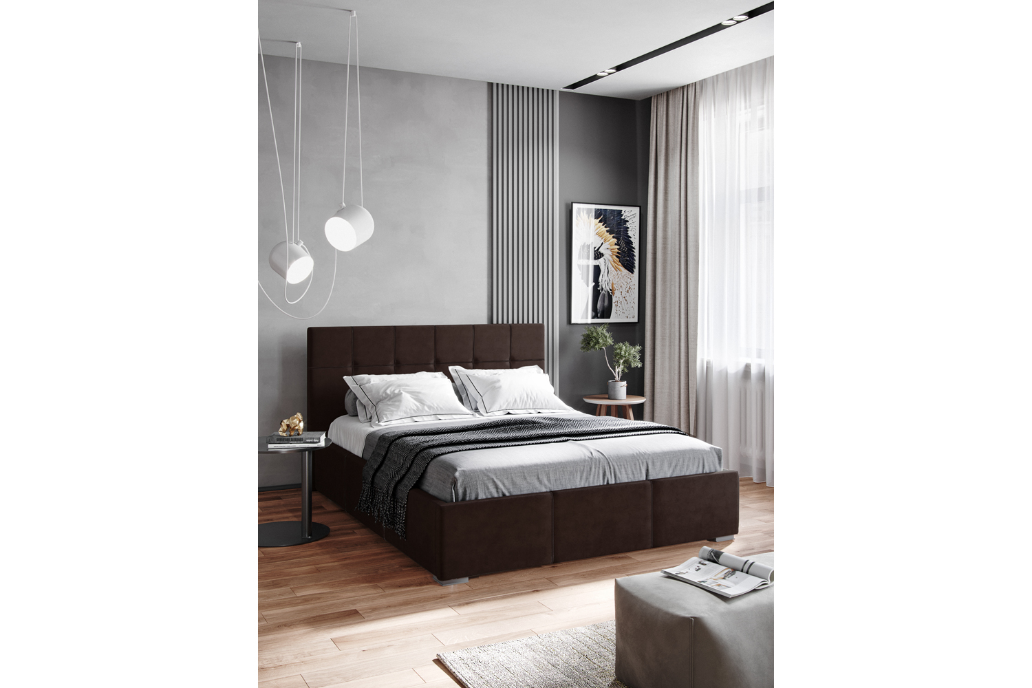 Двуспальная кровать Рио с ортопедическим основанием 180х200 180x200 Коричневый(Domani)