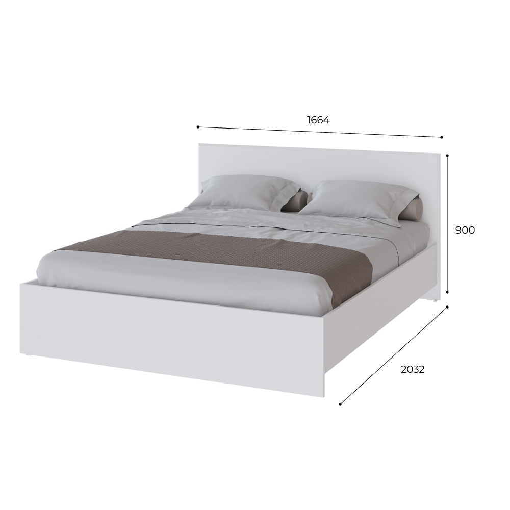 Двуспальная кровать Плейона белая с настилом ДСП