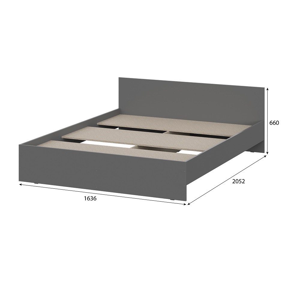 Двуспальная кровать с проложками Денвер графит