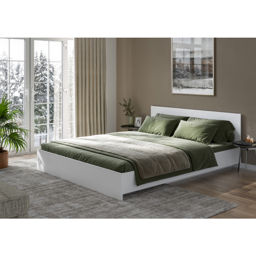 Двуспальная кровать Ронда КР-160 белая с основанием ДСП 