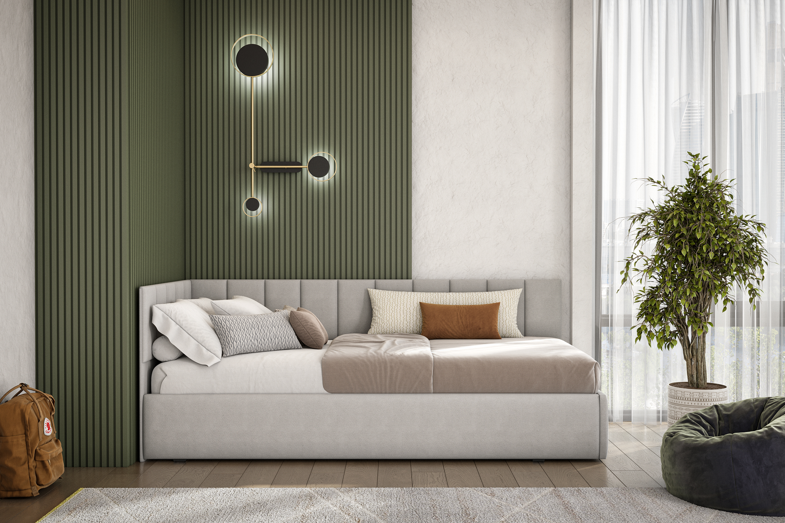 Односпальная кровать КР 3 Серая