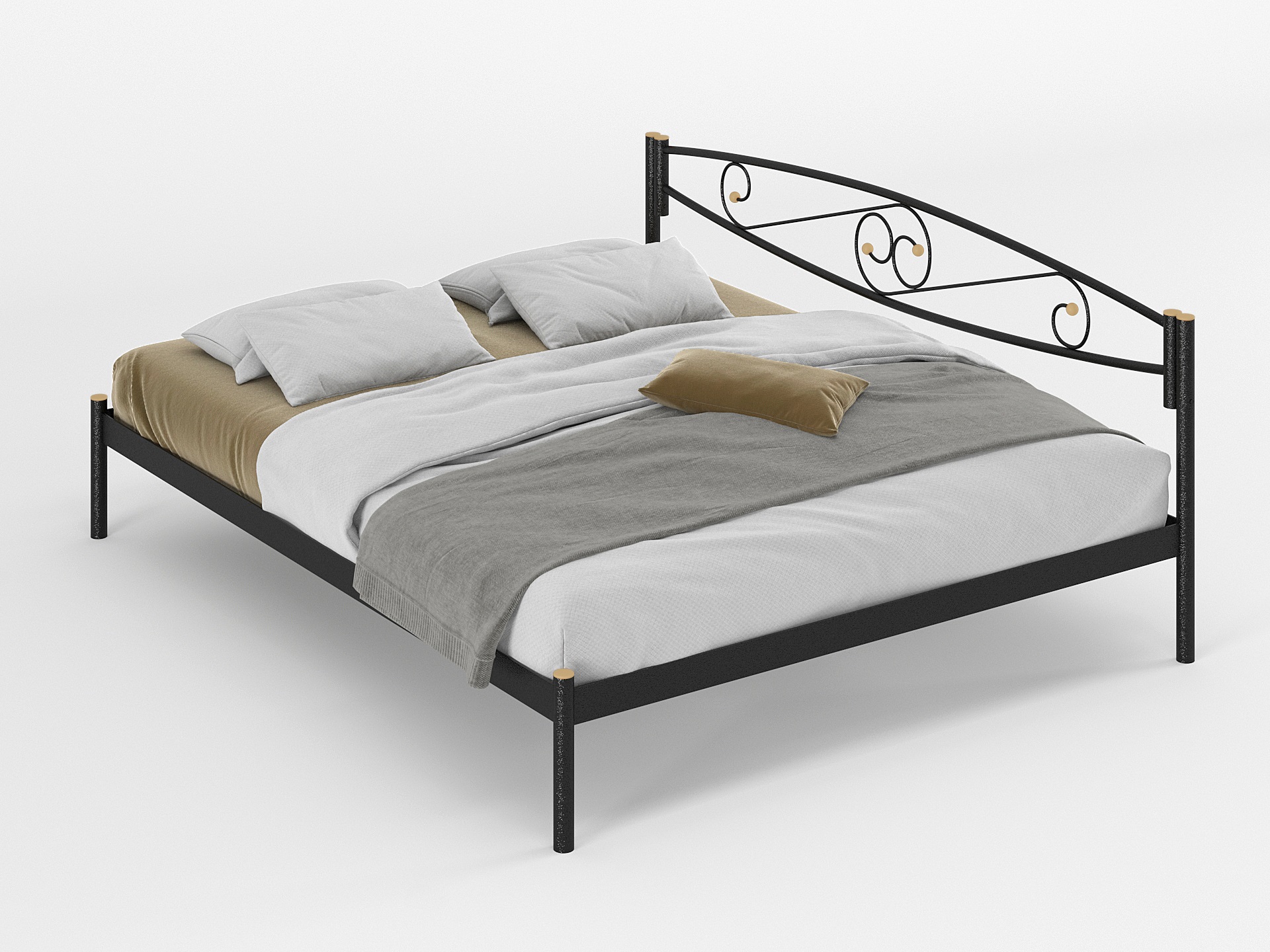 Двуспальная металлическая кровать "Волна"