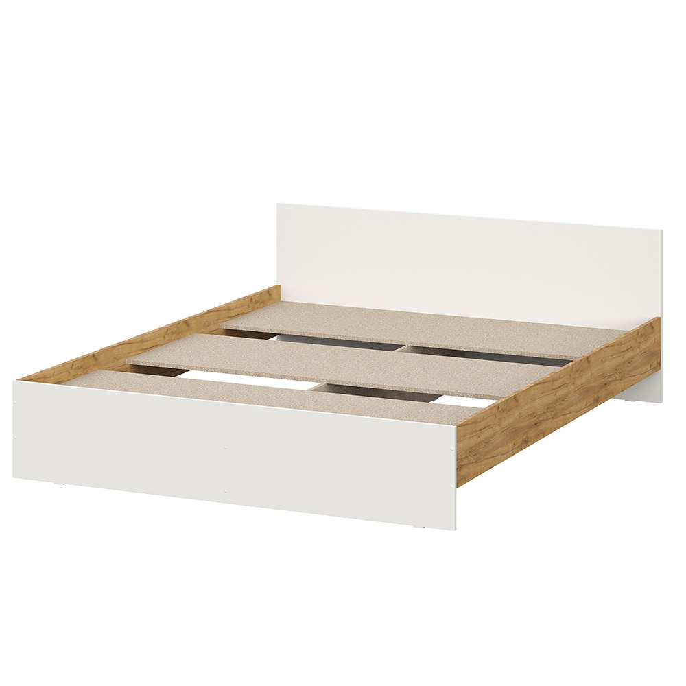 Двуспальная кровать с проложками Денвер дуб золотой белый шагрень